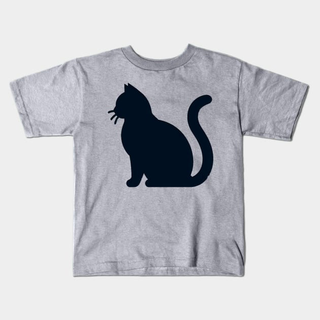 Contemplative Feline Silhouette Kids T-Shirt by Patrick9